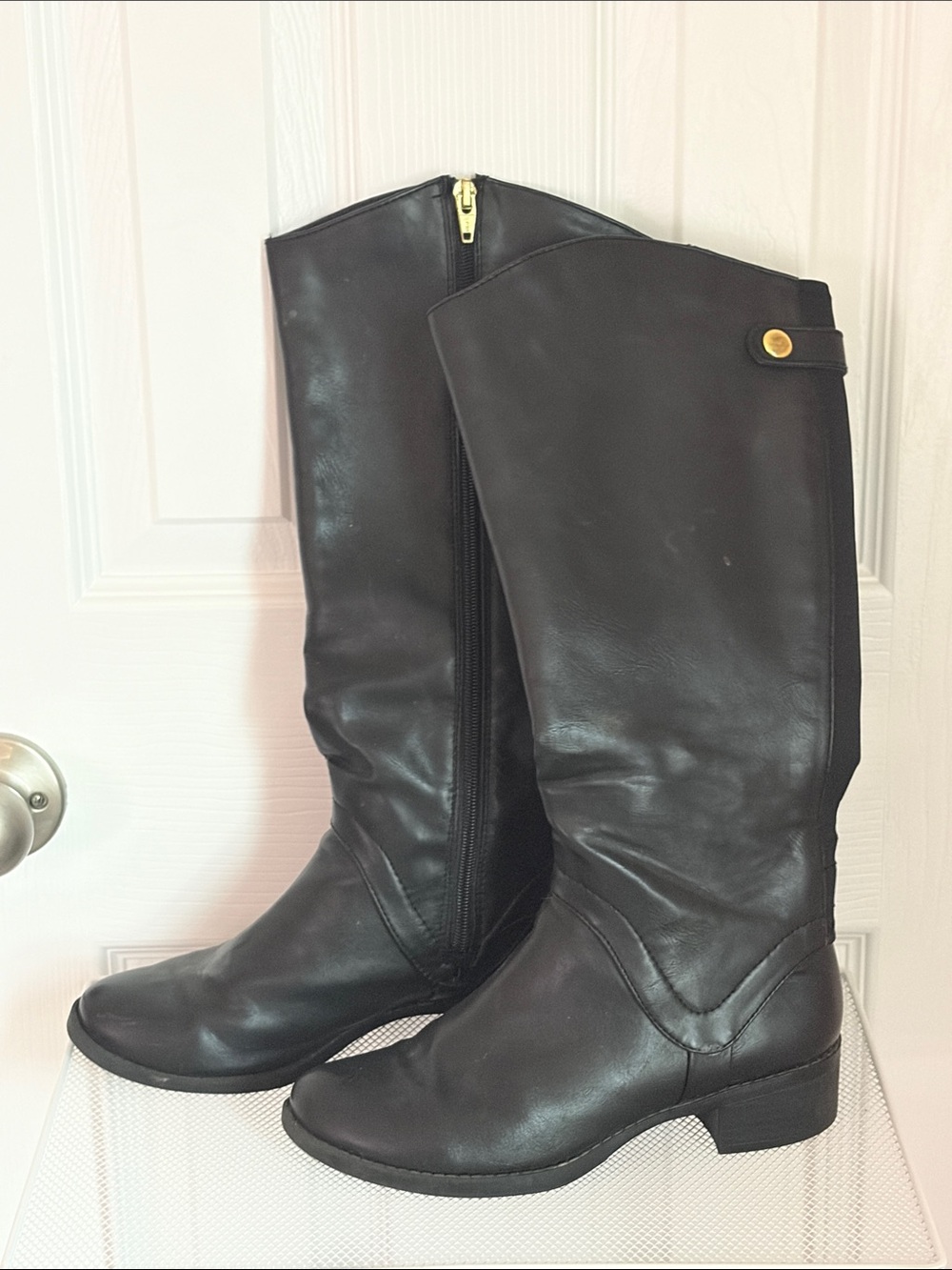 YBS Black Leather Tall Riding Boots